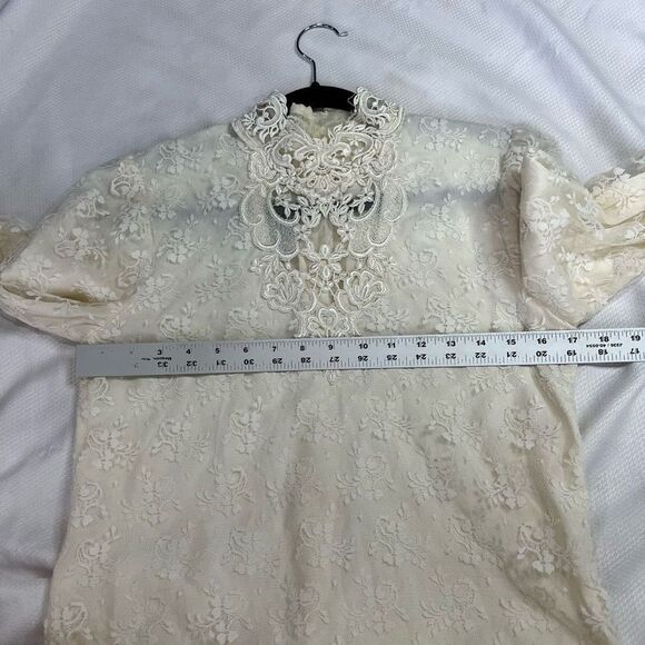 80’s Talbots Scott McClintock Lack Mock Collar Elegant Victorian Style Blouse - Picture 4 of 7